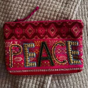 Embroidered Peace Clutch